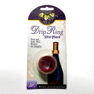 Vintage 1999 Silver Plated Red Velvet Lined Drip Ring for Wine Bottles New